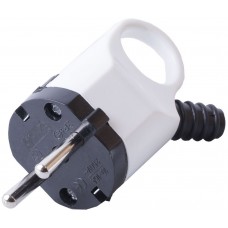 Вилка угловая с ушком с/з STEKKER, PPG16-40-202, пластик, 250В, 16A, IP20, белый 32849 Вилка угловая с ушком с/з STEKKER, PPG16-40-202, пластик, 250В, 16A, IP20, белый 32849