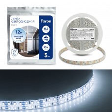 Cветодиодная LED лента Feron LS615, 240SMD(2835)/м 19.2Вт/м  5м IP65 12V 6500К Cветодиодная LED лента Feron LS615, 240SMD(2835)/м 19.2Вт/м  5м IP65 12V 6500К
