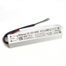 Трансформатор электронный для светодиодной ленты 40W 12V IP67 (драйвер), LB007 FERON 48054 Трансформатор электронный для светодиодной ленты 40W 12V IP67 (драйвер), LB007 FERON 48054
