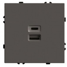 Розетка 2-местная USB + Type C (механизм), STEKKER, 250В, 20W, серия Эмили, RST10-5115-09, антрацит, soft touch 49931 Розетка 2-местная USB + Type C (механизм), STEKKER, 250В, 20W, серия Эмили, RST10-5115-09, антрацит, soft touch 49931