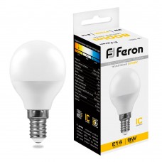 Лампа светодиодная Feron LB-550 Шарик E14 9W 175-265V 2700K 25801 Лампа светодиодная Feron LB-550 Шарик E14 9W 175-265V 2700K 25801