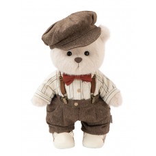 Авторская мягкая игрушка Lina Медведь молочный в Винтажном Костюме Жениха  M (±30 см)