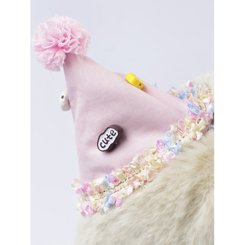 Lina Медведь мальчик С днем рождения (длинная шерсть) L (±38 см) молочный цвет Lina Медведь мальчик С днем рождения (длинная шерсть) L (±38 см) молочный цвет