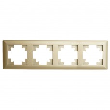 Рамка STEKKER, PFR00-7004-08 4-местная, пластик, серия Катрин, золото 49609 Рамка STEKKER, PFR00-7004-08 4-местная, пластик, серия Катрин, золото 49609