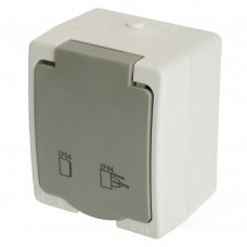 Розетка 1-местная с крышкой с/з STEKKER, PST26-11-54, пластик АВS, 250В, 16А, IP54, белый/серый 49727 Розетка 1-местная с крышкой с/з STEKKER, PST26-11-54, пластик АВS, 250В, 16А, IP54, белый/серый 49727