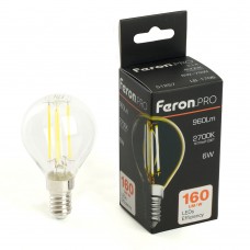 Лампа светодиодная FeronPRO LB-1706 Шарик E14 960LM 6W 175-265V 2700K 51256 Лампа светодиодная FeronPRO LB-1706 Шарик E14 960LM 6W 175-265V 2700K 51256
