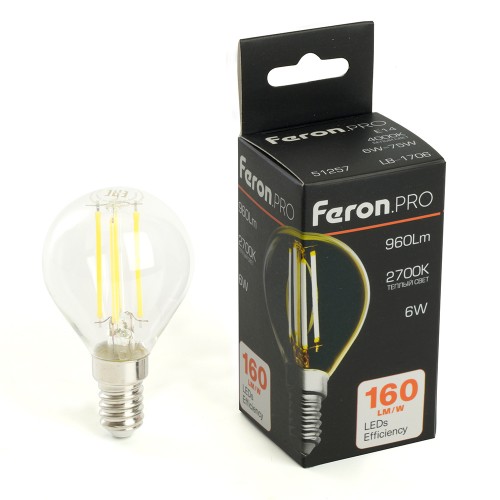 Лампа светодиодная Feron.PRO LB-1706 Шарик E14 960LM 6W 175-265V 2700K