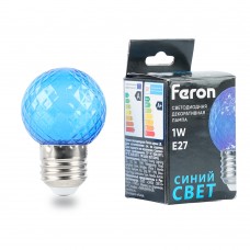 Лампа светодиодная Feron LB-385 Шарик синий прозрачный E27 1W 230V 52162 Лампа светодиодная Feron LB-385 Шарик синий прозрачный E27 1W 230V 52162