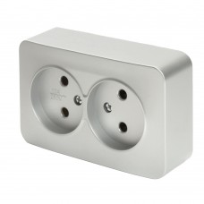 Розетка 2-местная б/з открытой установки, STEKKER, 250В, 10А, IP20, серия София, серебро, MST10-12-03 49327 Розетка 2-местная б/з открытой установки, STEKKER, 250В, 10А, IP20, серия София, серебро, MST10-12-03 49327