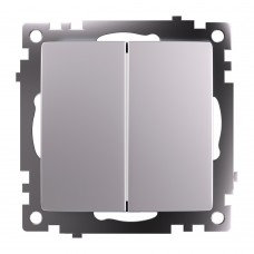 Переключатель 2-клавишный (механизм), STEKKER GLS10-7107-03, 250V, 10А, серия Катрин, серебро 49168 Переключатель 2-клавишный (механизм), STEKKER GLS10-7107-03, 250V, 10А, серия Катрин, серебро 49168