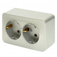 Розетка 2-местная с/з открытой установки, STEKKER, 250В, 16А, IP20, серия София, серебро, MST16-12-03 49328 Розетка 2-местная с/з открытой установки, STEKKER, 250В, 16А, IP20, серия София, серебро, MST16-12-03 49328