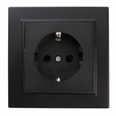 Розетка 1-местная c/з STEKKER, PST16-9010-03, 250В, 16А, с защитной шторкой, серия Эрна, черный 39479 Розетка 1-местная c/з STEKKER, PST16-9010-03, 250В, 16А, с защитной шторкой, серия Эрна, черный 39479