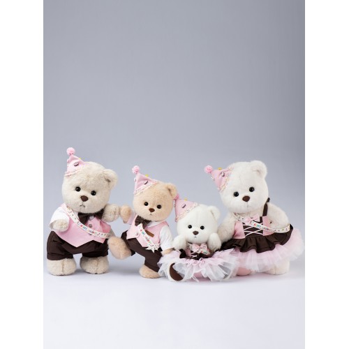 Lina Медведь мальчик С днем рождения (длинная шерсть) L (±38 см) молочный цвет Lina Медведь мальчик С днем рождения (длинная шерсть) L (±38 см) молочный цвет