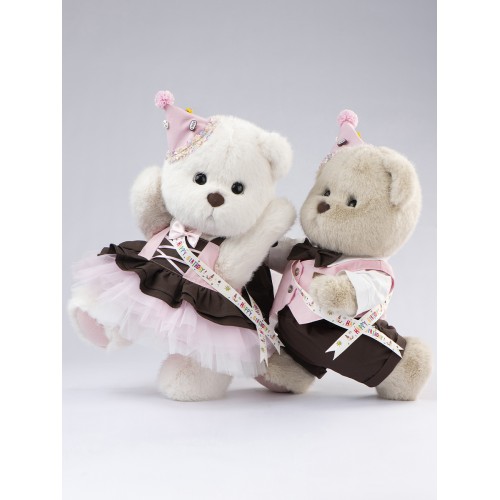 Lina Медведь девочка С днем рождения (длинная шерсть) L (±38 см) белый цвет Lina Медведь девочка С днем рождения (длинная шерсть) L (±38 см) белый цвет