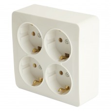 Розетка 4-местная с/з открытой установки, квадрат, STEKKER, 250В, 16А, IP20, серия София, белый, MST16-14S-01 49310 Розетка 4-местная с/з открытой установки, квадрат, STEKKER, 250В, 16А, IP20, серия София, белый, MST16-14S-01 49310