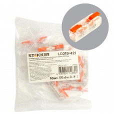 Клемма супер-компактная проходная серии 219 на 1 контакт STEKKER,LD219-421, 1ввод,1вывод на полюс (DIY упак 10 шт) 49783 Клемма супер-компактная проходная серии 219 на 1 контакт STEKKER,LD219-421, 1ввод,1вывод на полюс (DIY упак 10 шт) 49783