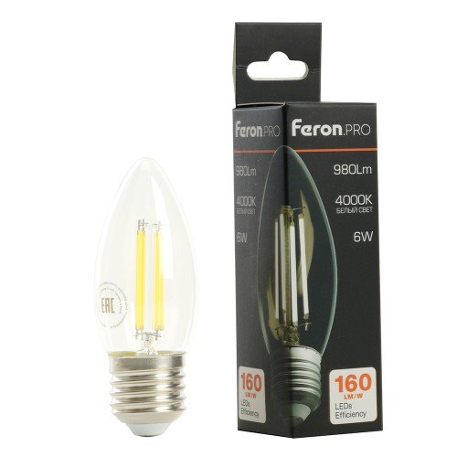 Лампа светодиодная Feron.PRO LB-1206 Свеча E27 980LM 6W 175-265V 4000K