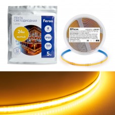Светодиодная COB лента Feron LS530 320SMD(2110) 8Вт/м 24V 5000*8*1.8мм IP20, желтый 48269 Светодиодная COB лента Feron LS530 320SMD(2110) 8Вт/м 24V 5000*8*1.8мм IP20, желтый 48269