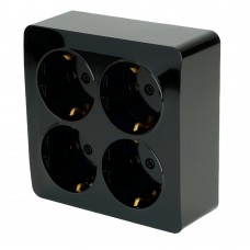 Розетка 4-местная с/з открытой установки, квадрат, STEKKER, 250В, 16А, IP20, серия София, черный, MST16-14S-02 49322 Розетка 4-местная с/з открытой установки, квадрат, STEKKER, 250В, 16А, IP20, серия София, черный, MST16-14S-02 49322
