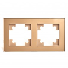 Рамка 2-местная, стекло, STEKKER GFR00-7002-08, серия Катрин, золото 49034 Рамка 2-местная, стекло, STEKKER GFR00-7002-08, серия Катрин, золото 49034