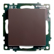 Переключатель 1-клавишный (механизм), STEKKER GLS10-7105-04, 250V, 10А, серия Катрин, шоколад 49018 Переключатель 1-клавишный (механизм), STEKKER GLS10-7105-04, 250V, 10А, серия Катрин, шоколад 49018