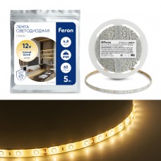 Светодиодная LED лента Feron LS604, 60SMD(2835)/m 4.8W/m 12V IP65 5m, 3000К 27640 Светодиодная LED лента Feron LS604, 60SMD(2835)/m 4.8W/m 12V IP65 5m, 3000К 27640