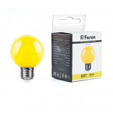 Лампа светодиодная Feron LB-371 Шар E27 3W 230V желтый 25904 Лампа светодиодная Feron LB-371 Шар E27 3W 230V желтый 25904