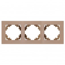 Рамка 3-местная, металл, ,STEKKER, MFR00-7003-02, серия Катрин, шампань 50018 Рамка 3-местная, металл, ,STEKKER, MFR00-7003-02, серия Катрин, шампань 50018