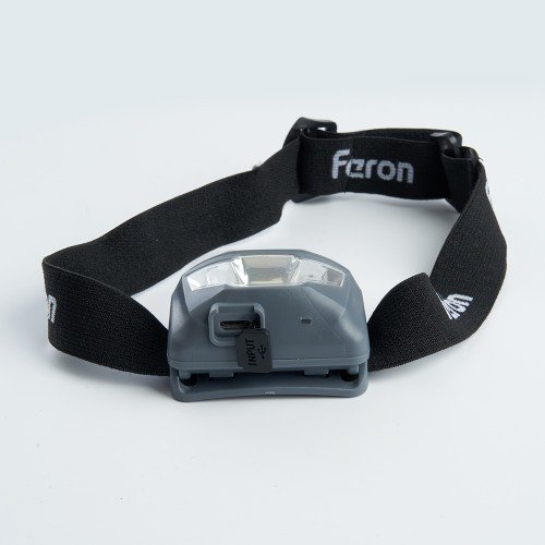 Фонарь налобный Feron TH2301 с аккумулятором 3W 1COB USB IP44, пластик