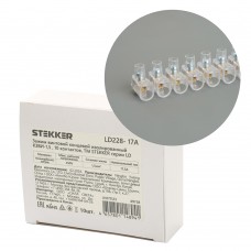 Зажим винтовой концевой изолированный КЗВИ-1,5 450В, 17,5А, 10 контактов, поликарбонат LD228-17А. Упаковка (10 шт) STEKKER 49758