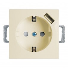 Розетка 1-местная с/з (механизм), STEKKER, PST16-9111-02, 250В, 16А с защитной шторкой и с USB серия Эрна, слоновая кость 39329 Розетка 1-местная с/з (механизм), STEKKER, PST16-9111-02, 250В, 16А с защитной шторкой и с USB серия Эрна, слоновая кость 39329