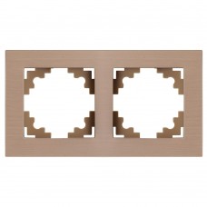Рамка 2-местная, металл, STEKKER, MFR00-7002-02 , серия Катрин, шампань 50014 Рамка 2-местная, металл, STEKKER, MFR00-7002-02 , серия Катрин, шампань 50014