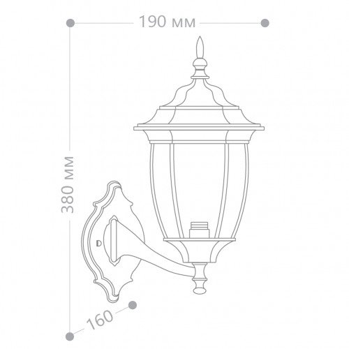 Светильник садово-парковый Feron PL6301 шестигранный на стену вверх 60W E27 230V, черное золото