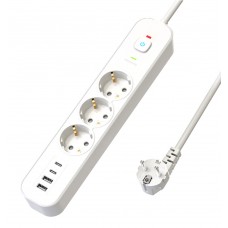 Сетевой фильтр 3-местный с/з STEKKER 3x1мм2, 3 м, 250В, 16А, 2 USB-A+2 Type-C 3, серия Nova, белый 50100 Сетевой фильтр 3-местный с/з STEKKER 3x1мм2, 3 м, 250В, 16А, 2 USB-A+2 Type-C 3, серия Nova, белый 50100