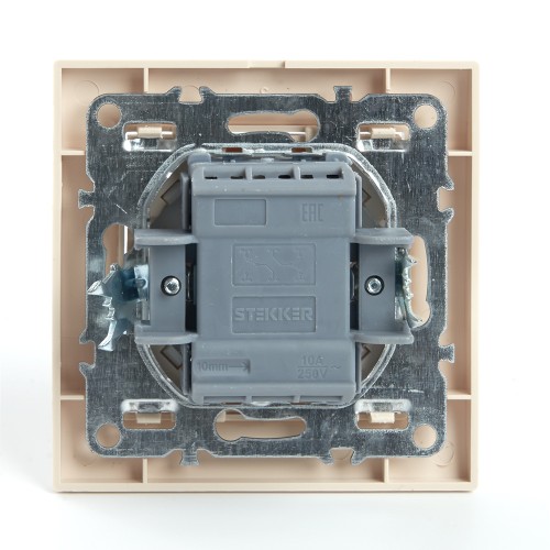 Переключатель 2-клавишный STEKKER  PSW10-9008-02, 250В, 10А, серия Эрна, слоновая кость