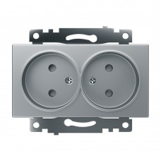 Розетка 2-местная б/з (механизм), STEKKER GLS10-7109-03, 250V, 10А с защитной шторкой, серия Катрин, серебро 39583 Розетка 2-местная б/з (механизм), STEKKER GLS10-7109-03, 250V, 10А с защитной шторкой, серия Катрин, серебро 39583