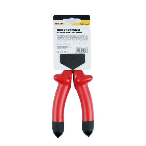 Плоскогубцы комбинированные диэлектрические STEKKER, 180мм, PLE1-180-S 50502 Плоскогубцы комбинированные диэлектрические STEKKER, 180мм, PLE1-180-S 50502