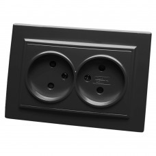 Розетка 2-местная б/з STEKKER, PST10-9013-03, 250В, 16А, с защитной шторкой, серия Эрна, черный 39478 Розетка 2-местная б/з STEKKER, PST10-9013-03, 250В, 16А, с защитной шторкой, серия Эрна, черный 39478