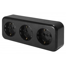 Розетка 3-местная с/з STEKKER, PST16-51-20 (RA 16-343-Ч), пластик АВС, 250В, 16А, IP20, черный Розетка 3-местная с/з STEKKER, PST16-51-20 (RA 16-343-Ч), пластик АВС, 250В, 16А, IP20, черный