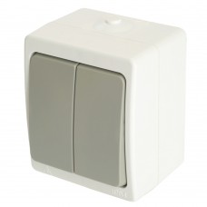 Выключатель 2-клавишный, STEKKER, PSW10-221-54, открытой установки, 250В, 10А, IP54, белый/серый 49733 Выключатель 2-клавишный, STEKKER, PSW10-221-54, открытой установки, 250В, 10А, IP54, белый/серый 49733