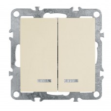 Выключатель 2-клавишный с индикатором (механизм), STEKKER, PSW10-9102-02, 250В, 10А, серия Эрна, слоновая кость 39321 Выключатель 2-клавишный с индикатором (механизм), STEKKER, PSW10-9102-02, 250В, 10А, серия Эрна, слоновая кость 39321