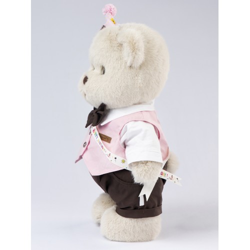 Lina Медведь мальчик С днем рождения (длинная шерсть) L (±38 см) молочный цвет Lina Медведь мальчик С днем рождения (длинная шерсть) L (±38 см) молочный цвет