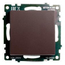 Выключатель 1-клавишный (механизм), STEKKER GLS10-7103-04, 250V, 10А, серия Катрин, шоколад 49020 Выключатель 1-клавишный (механизм), STEKKER GLS10-7103-04, 250V, 10А, серия Катрин, шоколад 49020