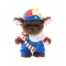 Авторская мягкая игрушка Lina Щенок Фил в одежде S (±20 см) кучерявый коричневый цвет