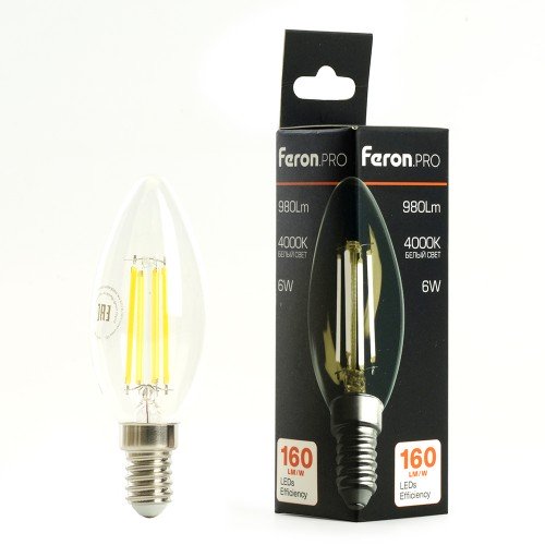 Лампа светодиодная FeronPRO LB-1206 Свеча E14 960LM 6W 175-265V 2700K