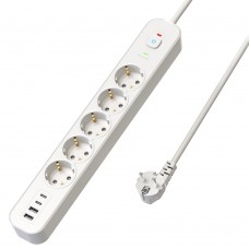 Сетевой фильтр 5-местный с/з STEKKER3x1мм2, 1,8 м, 250В, 16А, 2 USB-A+2 Type-C, серия Nova, белый 50102 Сетевой фильтр 5-местный с/з STEKKER3x1мм2, 1,8 м, 250В, 16А, 2 USB-A+2 Type-C, серия Nova, белый 50102