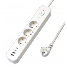 Сетевой фильтр 3-местный с/з STEKKER 3x1мм2, 5 м, 250В, 16А, 2 USB-A+2 Type-C 3, серия Nova, белый 50101 Сетевой фильтр 3-местный с/з STEKKER 3x1мм2, 5 м, 250В, 16А, 2 USB-A+2 Type-C 3, серия Nova, белый 50101