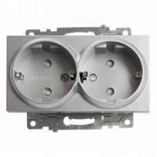 Розетка 2-местная с/з (механизм), STEKKER GLS16-7114-03, 250В, 16А с защитной шторкой, серия Катрин, серебро 39584 Розетка 2-местная с/з (механизм), STEKKER GLS16-7114-03, 250В, 16А с защитной шторкой, серия Катрин, серебро 39584