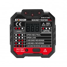 MTM HT106D Тестер розеток и УЗО, питание от сети 230V, черный STEKKER 49997 MTM HT106D Тестер розеток и УЗО, питание от сети 230V, черный STEKKER 49997