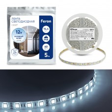 Светодиодная LED лента Feron LS607, 60SMD(5050)/m 14.4W/m 12V IP65 5m 6500К 27652 Светодиодная LED лента Feron LS607, 60SMD(5050)/m 14.4W/m 12V IP65 5m 6500К 27652